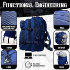 AMERICANPHOENIX 45L Elite Tactical Backpack | 3X Stronger Work & Military Backpack | Water Resistant and Heavy Duty | 3 Day MOLLE Bug Out Bag (Atlantic Blue)