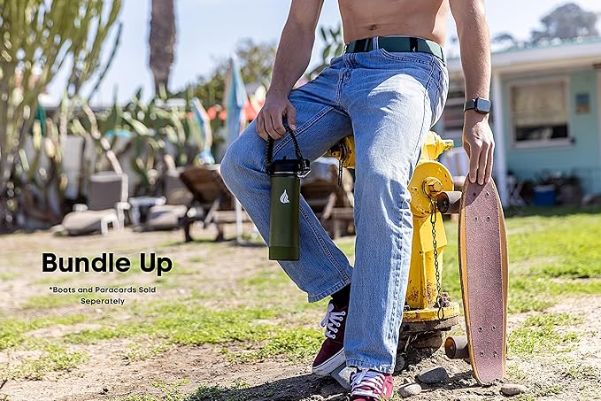 HYDRO CELL Stainless Steel Insulated Water Bottle with Straw - For Cold & Hot Drinks - Metal Vacuum Flask with Screw Cap and Modern Leakproof Sport Thermos for Adults (Army 18oz)