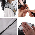 CozyCabin 3 Pcs Mesh Mosquito Head Net, Fully Covered Face Netting for Hats Head Mesh Protecting Net for Outdoor Hiking Camping Garden (Black/Gray/Begie-Large Set)