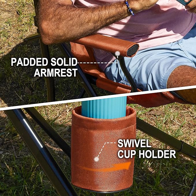 Oversized Folding Camping Chairs for Adults Heavy Duty, Support 500lbs Big and Tall High Back Camping Chairs for Heavy People Padded Lawn Chairs Camp Chairs for Indoor,Beach,Camp,Lawn,Outdoor,Brown