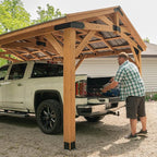 Backyard Discovery Norwood 20 ft. x 12 ft. All Cedar Wooden Carport Pavilion Gazebo with Hard Top Steel Roof Light Brown