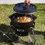 Gas Stove Propane Burner with Regulator and Cast Iron Braided Holes (single) for Outdoor Cooking, Camping and Seafood Boil