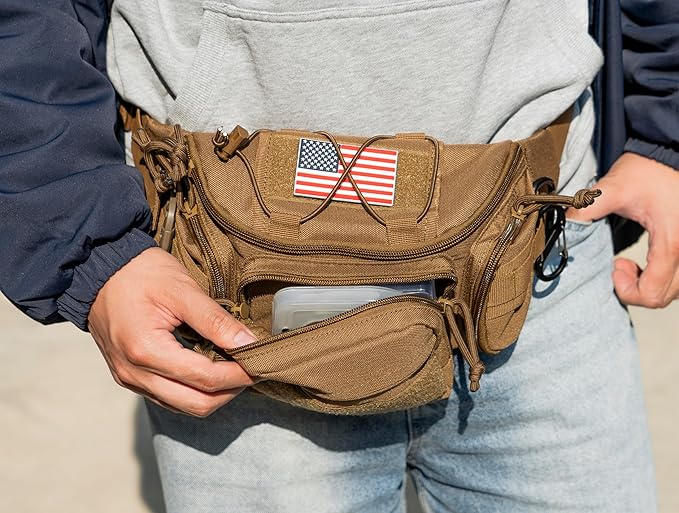 Tactical Waist Bag Utility Fanny Pack Small Hip Belt Bag Crossbody Sling Pack for Outdoor Every Day Carry, Hiking, Camping, Travel