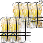 SLEEPING LAMB 6 Packs Clear Dance Garment Bags for Dancers with 4 Pockets, 40" Kids Dance Costume Garment Bag for Travel and Dance Competition, Hanging Clothes Storage for Dress, Uniform, Black