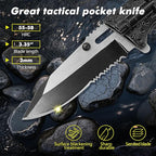 5-in-1 Dispatcher Tactical Knife with Glass Breaker, Seatbelt Cutter,Steel Serrated Blade,Flashlight and Carrying bag, Good for Military Emergency Outdoor Rescue (blue)