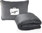 EverSnug Travel Blanket and Pillow - Premium Soft 2 in 1 Airplane Blanket with Soft Bag Pillowcase, Hand Luggage Sleeve and Backpack Clip (Grey)