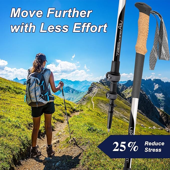 Hiking Poles, Ultra-Light Telescopic Trekking Poles,Portable Walking Sticks with Adjustable Height for Men and Women