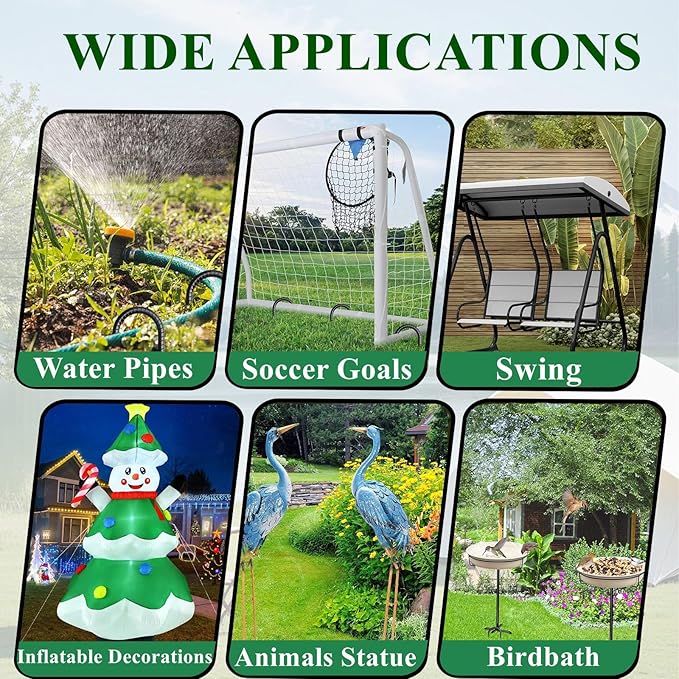 Rebar Stakes 16 Inch 20 Pack J Hook Ground Stakes Heavy Duty Tent Stakes Chain Link Fence Stakes with Chisel Point End Galvanized Steel Ground Anchors Metal Spikes Black Coated