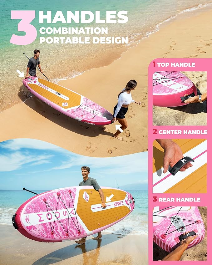 MOUSA 10‘8/11'×35" Extra Wide Inflatable Stand Up Paddle Board, Stable Paddleboard SUP for 2 People/Family, Anti-Slip Full EVA Deck, 3 Handles, 100L Backpack, All-Round Sup Board, Big Fin