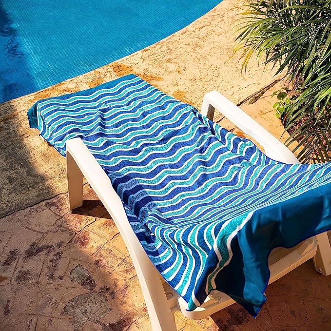 Elite Trend Quick Dry Towel Large 63x31 Inch - Microfiber Beach Towel - Perfect for Beach, Travel, Swimming, Pool, Yoga, Hiking, Camping - Lightweight, Fast Drying, Compact for Adults (Blue Sea)