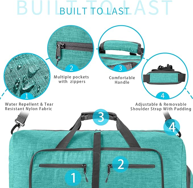 Vomgomfom Travel Duffle Bag for Men,65L 85L 115L Foldable Travel Duffel Bag with Shoes Compartment Overnight Bag for Men Women