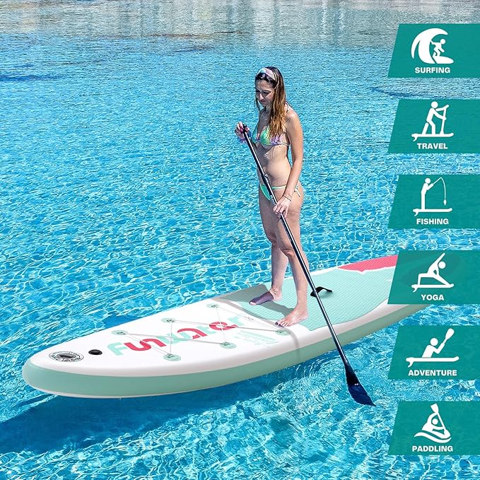 FunWater Inflatable Stand Up Paddle Board 10'/10'6"/11'/11'6" Paddle Board for Adults & Youth, Paddleboards Inflatable with Premium SUP Accessories, Wide Stable, Non-Slip Comfort Deck