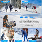 Ice Cleats for Shoes and Boots Snow Traction Cleats Crampons for Walking on Snow and Ice 9 Studs Non-Slip Overshoe Rubber Anti Slip Crampons Slip-on Stretch Footwear Winter Hiking Climbing Ice Fishing