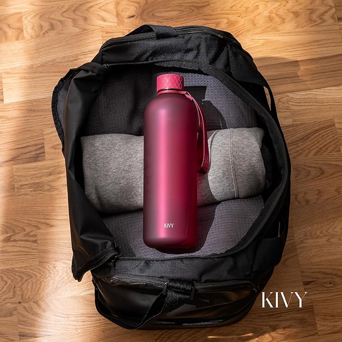 KIVY Large Water Bottle 50oz [Lightweight & Shatterproof] Fits Backpack & Cupholder for Travel, Sports, School - Extra large water bottle no straw - 1.5 Liter water bottles - 50oz Water bottle Red