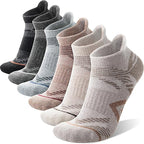 ANTSANG 6 Pairs Merino Wool Ankle Hiking Running Socks Compression Thick Cushion Breathable No Show Socks for Men Women