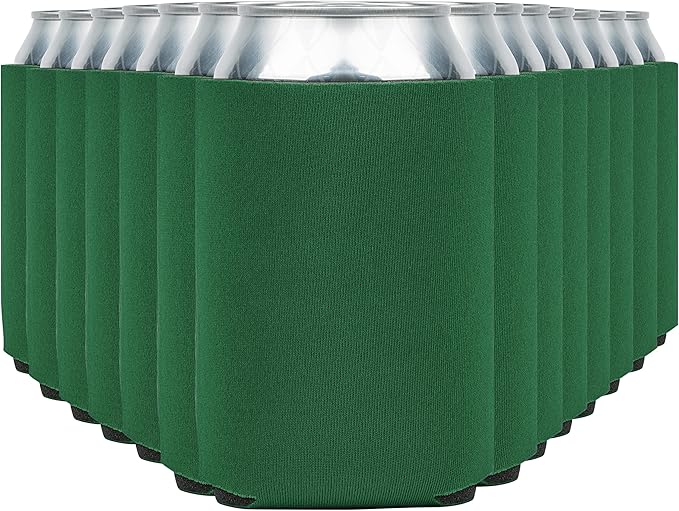 Blank Beer Can Cooler Sleeves (110-Pack) - Soft Insulated Coolies, HTV Friendly Koolies in Bulk for Cans & Bottles - Coolie Blanks for Vinyl Projects & Wedding Favors (Kelly Green)