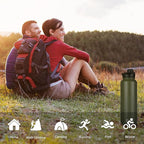 HASLE OUTFITTERS 40oz Stainless Steel Water Bottle, Vacuum Insulated Double Walled Leak Proof Sports Water Bottle with 2 Lids (Straw and Spout Lid) Thermo Mug Keep Cold and Hot(Army Green,4)