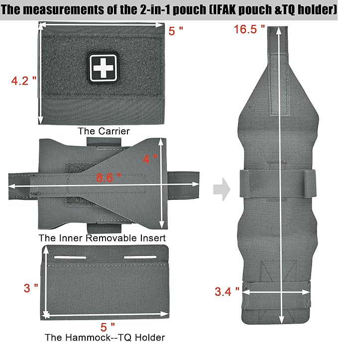 2-in-1 Micro Med Kit Med Pouch Tactical Mini First Aid Pouch Empty Small IFAK Pouch Compact Med Pouch EDC Bag with Tourniquet Holder |MOLLE Belt IFAK Micro Trauma Kit Pouch