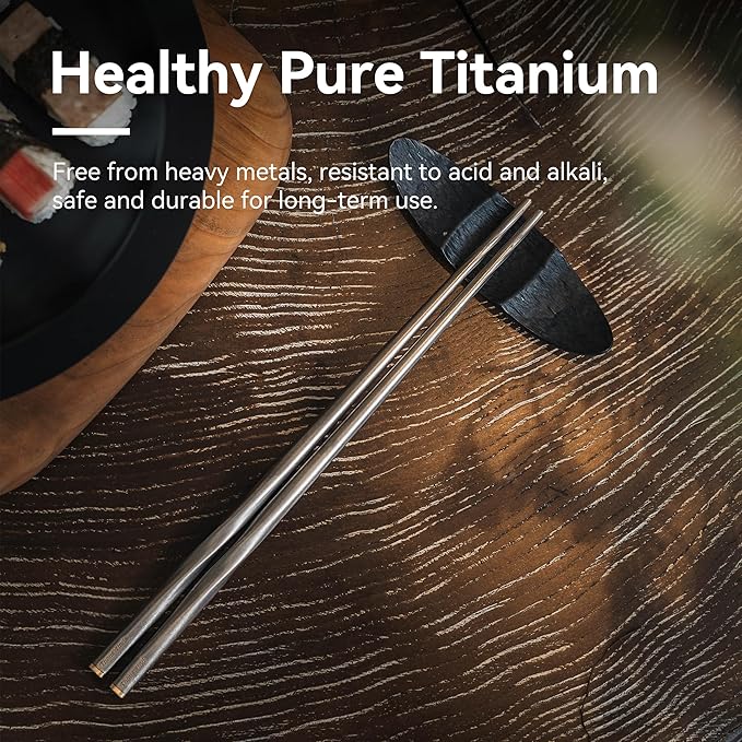Titanium Chopsticks, Lightweight Cutlery for 3 Pairs, Camp Utensils with Storage Bag, Reusable Chopsticks for Camping Hiking Backpacking Home