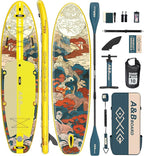 ABBOARD Inflatable Stand Up Paddle Boards - Extra Wide Fishing Paddleboard,Cool Design,Ultra Stable Standup SUP,5 Handles,15 D-Rings, Camera Mount,10L Dry Bag,100L Backpack, Youth/Adults