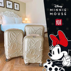 FUL Disney Minnie Mouse 22 Inch Carry On Luggage, Textured Hardshell Rolling Suitcase with Spinner Wheels, Gold