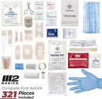 Premium 321 Piece First Aid Kit - M2 BASICS First Aid Kit for Home, Car, Business, Office, School, Travel, Camping, Outdoors - Emergency Medical Supplies, Durable Portable Hard Case