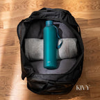 KIVY Slim Water Bottle 32oz [Lightweight & Shatterproof] Fits Backpack & Cupholder for Travel, Sports, School, Gym - Teal green water bottle no straw - Gym water bottle screw top - Dishwasher Safe