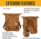Carhartt Classic Convertible Backpack Tote, Durable Water Repellent Material W/ 17" Laptop Sleeve, Port