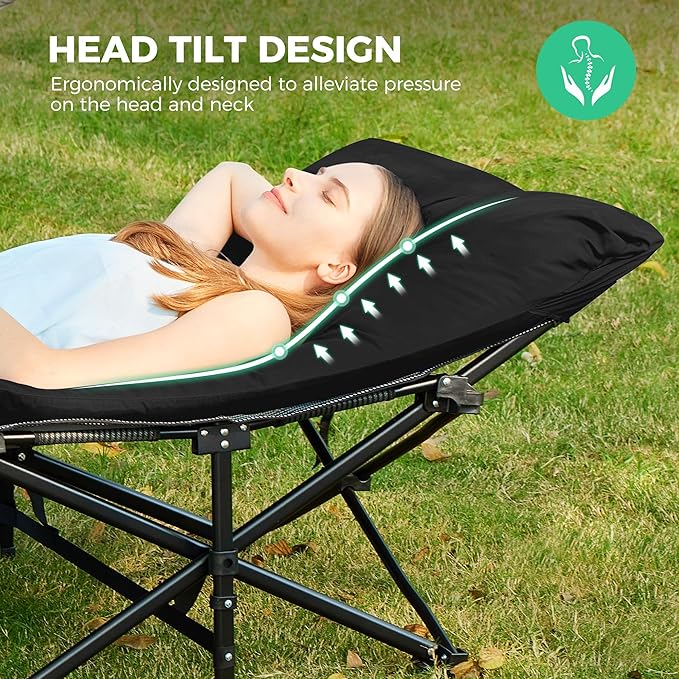 JEAREY Camping Cot for Sleeping 28" Extra Wide, Heavy-Duty 1200D Oxford Foliding Cots for Adults Portable with Mattress, Carry Bag for Guest, Travel, Hiking, Black