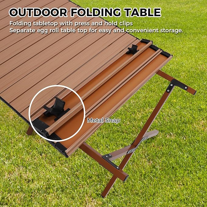Camping Table High Load Bearing Metal Folding Portable Picnic Table for Outdoor BBQ Beach