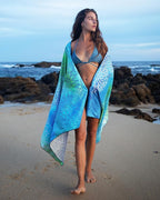 Quick Dry Towel Extra Large 78x35 Inch - Microfiber Beach Towel - Perfect for Beach, Travel, Swimming, Pool, Yoga, Hiking, Camping - Lightweight, Fast Drying, Compact for Adults (Blue Green)