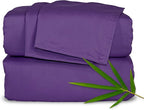 Queen Sheets by Pure Bamboo, Genuine 100% Organic Viscose Derived from Bamboo Bed Sheet Set, Luxuriously Soft & Cooling, Double Stitching, Lifetime Quality Promise (Queen, Purple)