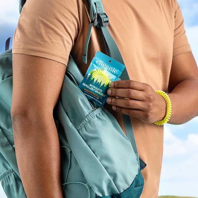 Cliganic 50 Pack Mosquito Repellent Bracelets for Adults & Kids - Natural DEET-Free Bands, Individually Wrapped