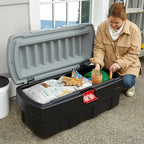 Rubbermaid 48 Gallon Black Action Packer Lockable Latch Indoor and Outdoor Storage Box Container for Home, Garage, Backyard, Single