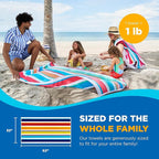 Kaufman - Joey Velour Colored Classic Multi-Color Stripe Beach & Pool Towel - Large 100% Combed Cotton Beach Towel - Soft & Absorbent Colorful Towels - 32" x 62" - 12 Pack