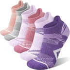 ANTSANG 6 Pairs Merino Wool Ankle Hiking Running Socks Compression Thick Cushion Breathable No Show Socks for Men Women