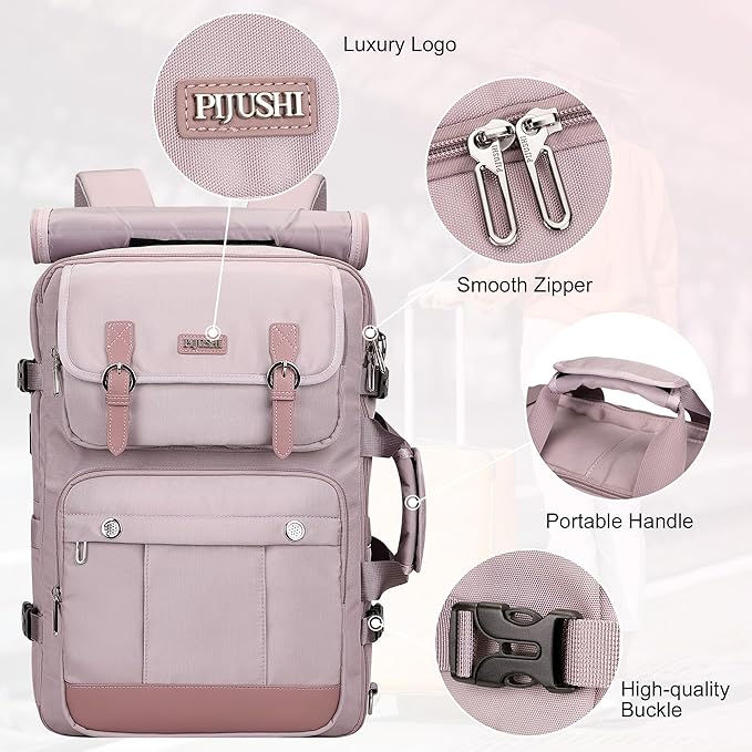 PIJUSHI Travel Backpack for Women Carry on Luggage Backpack Convertible Large Laptop Duffel Bag for Airplanes(PE049 Ashen Purple)