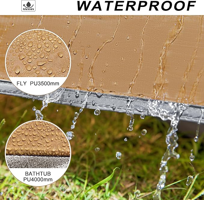 2-3 Person Backpacking Tent with Double Door 2 Vestibule, Waterproof Windproof Lightweight Easy Set Up 3 Season 2 Man Two Person Tent for Camping, Hiking, Motorcycle, Mountaineering with UPF 50+