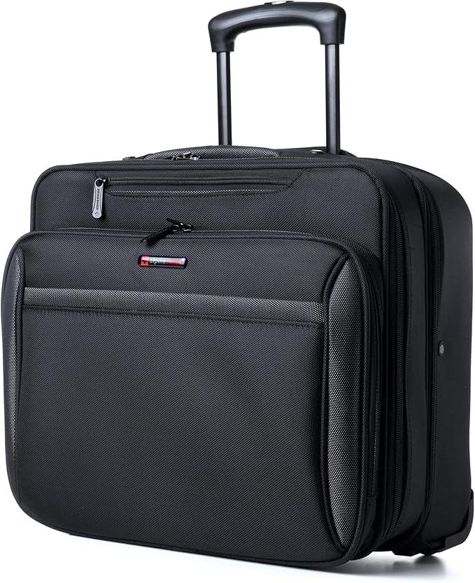 Alpine Swiss Rolling Laptop Briefcase Wheeled Overnight Carry on Bag Up to 15.6 Inches Notebook - Carries Legal Size Files