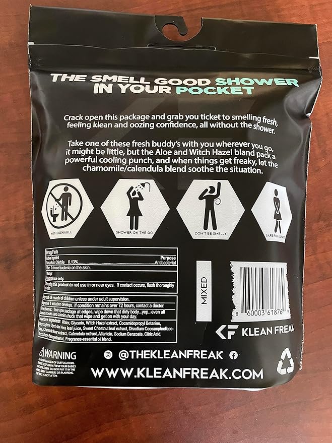 Body 12-Count Wipes - Original Disposable Wipes, Individually Wrapped for the Gym, Workout, Hiking, Travel, and Sport (Peppermint)