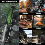 ALBATROSS 7-in-1 Folding Pocket Knife with Glass Breaker, Seatbelt Cutter, Serrated Blade, LED Flashlight, Fire Starter & Bottle Opener - Emergency & Outdoor Tool with Pouch (Green) FK01-GN