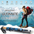 Hiking Poles Collapsible Lightweight & Adjustable - Quick Lock Foldable Trekking Poles, Hiking Sticks with Cork Grip & Foam Handle, Nordic Walking Poles for Women, Men & Seniors on Travel