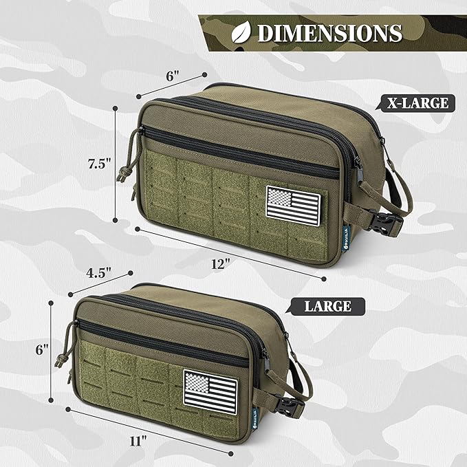 PAVILIA Extra Large Tactical Toiletry Bag for Men, Travel Hygiene Bag, Military Gear Dopp Kit, Molle Accessories Pouch, Shaving Grooming Essentials Gym Bathroom Shower Toiletries Tool EDC, Olive XL