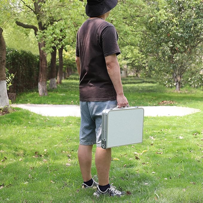 VILLEY Folding Camping Table, 2ft Small Portable Lightweight Outdoor Table with Aluminum Adjustable Legs for Travel Picnic Cooking Beach