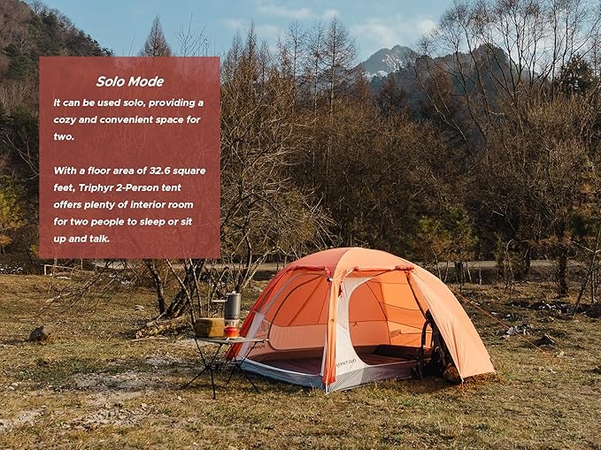 Triphyr Backpacking Tent with F-Nexus Extension 2-Person Combo, Attachable Extension Shelter, Lightweight 2 Person Tent for Backpacking Camping Hiking & Biking