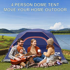 CAMPROS CP Tents for Camping 4 Person Tent Waterproof Windproof Double Layer Camping Tent, Easy Setup Dome Tent with Large Mesh Windows & Wider Door for Outdoor Camping & Hiking