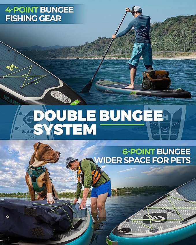 MOUSA 11'6“x35 Extra Wide Inflatable Stand Up Paddle Board, Stable Long SUP for 2 People/Family, Shoulder Strap, 3/5 Handles, 100L Backpack, All-Round Sup Board, Removeable Fin