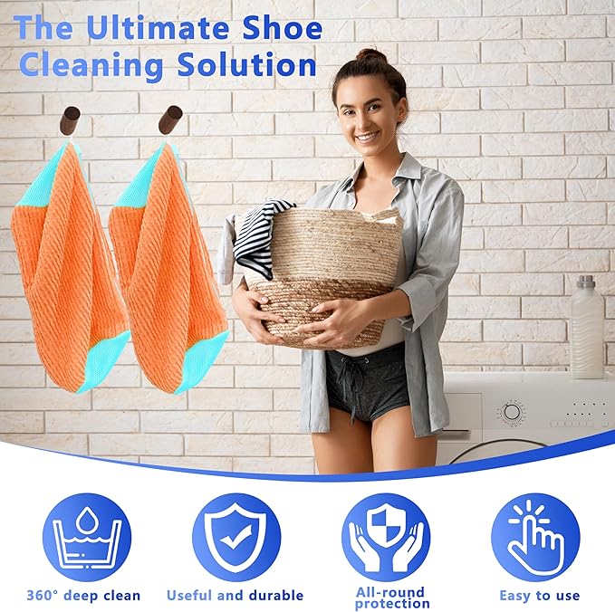 2Pcs Reusable Shoe Washing Machine Bag for Washer and Dryer:Free Up Hands, Prevent Deformation,shoe bag with Zipper Protection Design, Use for all Shoes,Sports Shoes