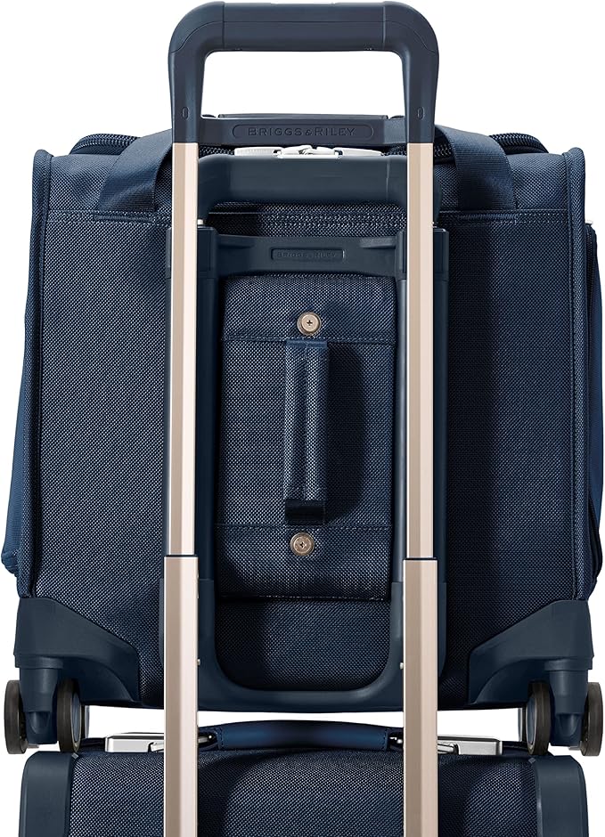 Briggs & Riley Cabin Spinner - Carry On Luggage for Travel, Suitcases with Wheels, Softside Rolling Bag for Men & Women, Fits Under Plane Seat, Interlocking Handle - Baseline Collection, Navy