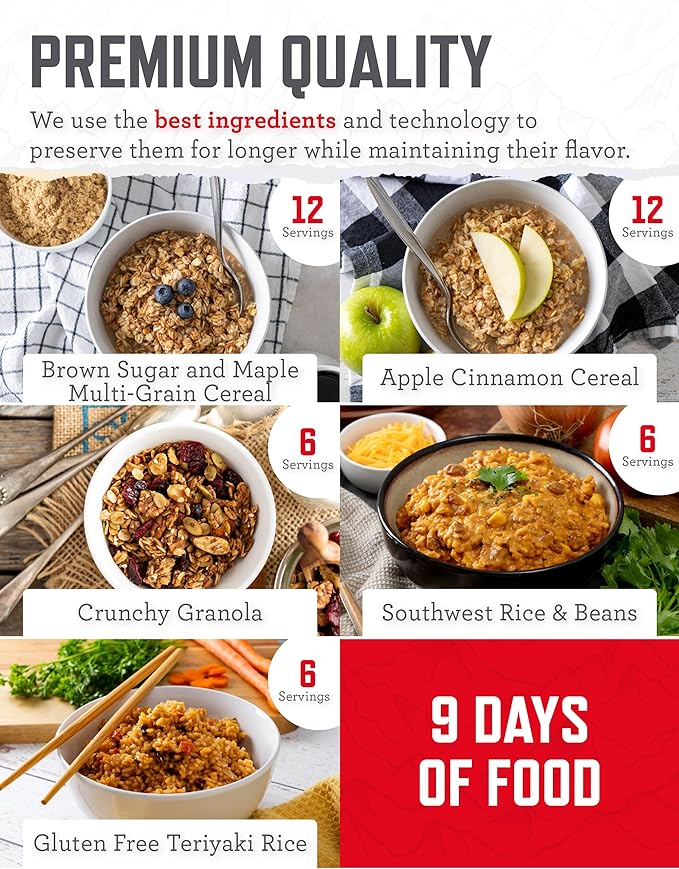 ReadyWise Emergency Food Supply - 84 Servings Breakfast & Entrée Bucket, Protein Meals, Dehydrated & Freeze Dried Food for Backpacking, Camping Essentials & Prepping Supplies, up to 25 Year Shelf Life